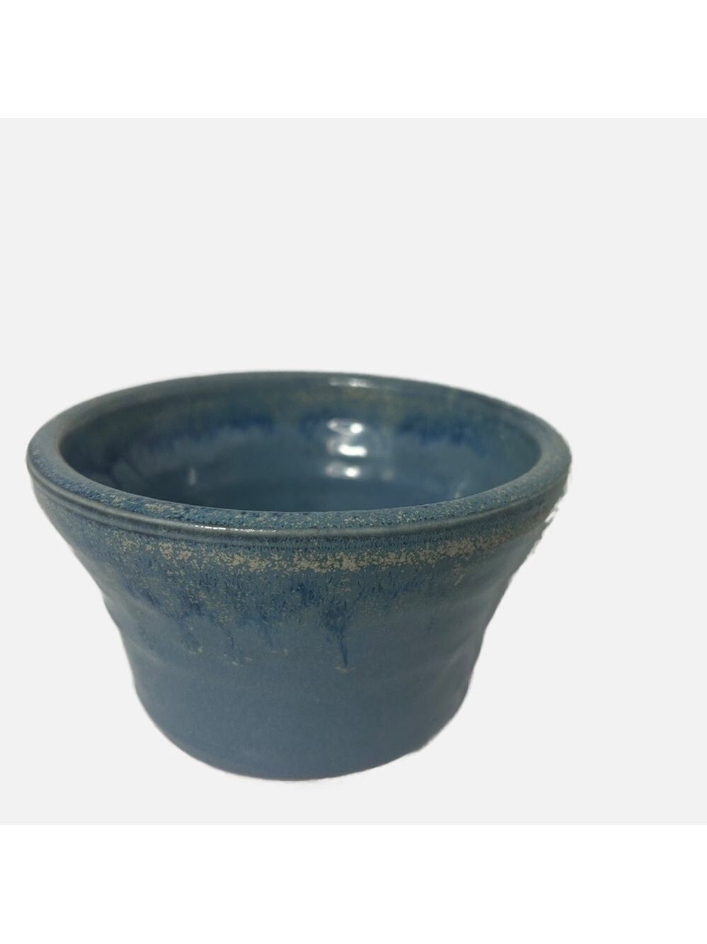 Art Studio Pottery Ceramic Planter Blue Drip Glaze Signed LORD heavy